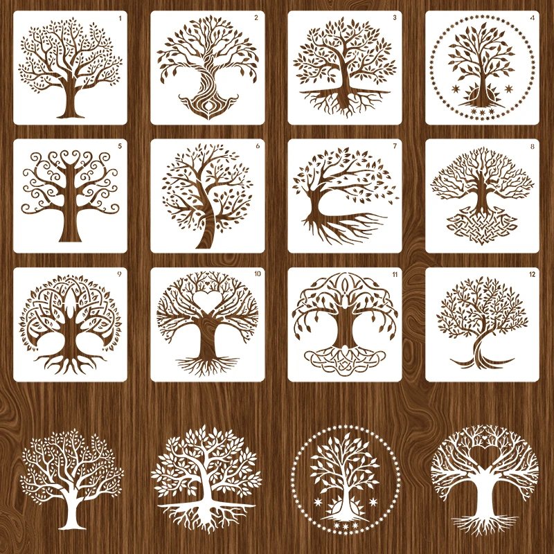 12pcs Tree Stencils