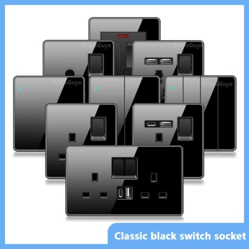 مقبس شحن سريع عالمي مزدوج 3pin USB مخرج طاقة ، 220 فولت الكهربائية الجدار مصباح ليد 2way التبديل TV TEL