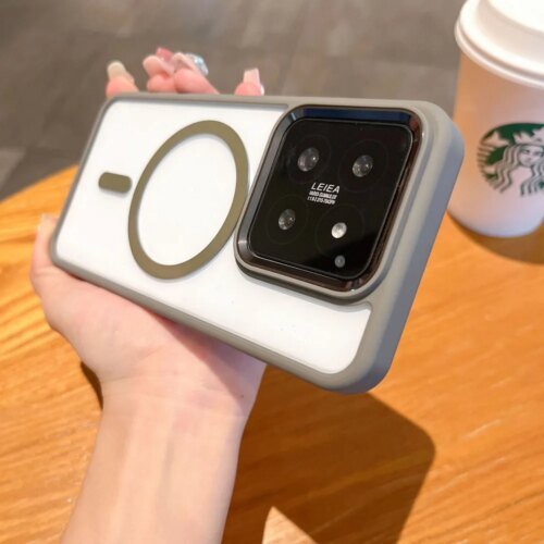 حافظة فاخرة شفافة مقاومة للصدمات لهاتف Xiaomi Mi 14 Pro Ultra لهاتف Magsafe غطاء خلفي مغناطيسي للشحن اللاسلكي