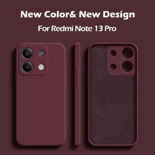 حافظة Redmi Note 13 Pro 4G مربعة من السيليكون السائل غطاء من البولي يوريثان الحراري الناعم لهاتف Xiaomi Redmi Note 13 Note 13 Pro Plus Note 13 Pro 4G