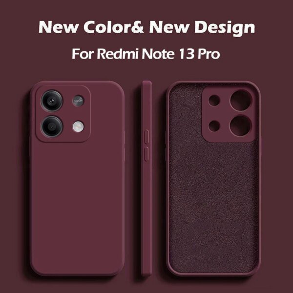 حافظة Redmi Note 13 Pro 4G مربعة من السيليكون السائل غطاء من البولي يوريثان الحراري الناعم لهاتف Xiaomi Redmi Note 13 Note 13 Pro Plus Note 13 Pro 4G