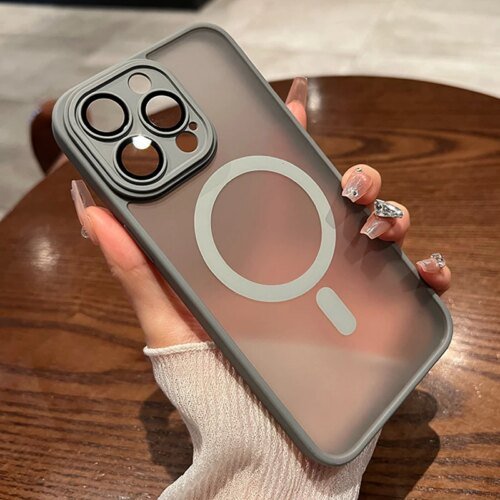 جراب مغناطيسي فاخر غير لامع شفاف للصدمات ، غطاء شحن لاسلكي magafe ، iPhone 16 ، 15 ، 14 ، 13 ، 12 ، 11 Pro Max ، Plus