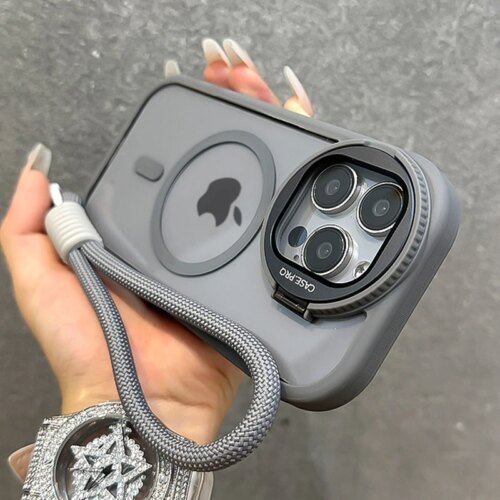 أضعاف الزجاج عدسة حامل المغناطيسي شفافة آيفون 16 15 14 13 12 11 برو ماكس ل Magsafe شريط للرسغ غطاء مقاوم للصدمات