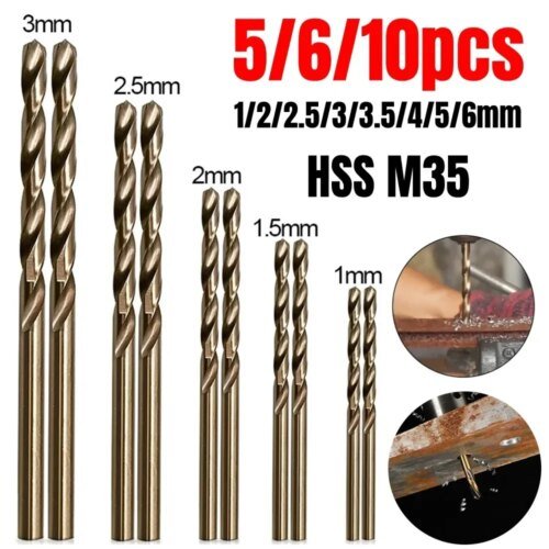 5 // 6/10 قطعة HSS M35 مثقاب الكوبالت 1 مللي متر 1.5 مللي متر 2 مللي متر 3 مللي متر 4 مللي متر 5 مللي متر للفولاذ المقاوم للصدأ عالية السرعة اوجير الحفر الصحافة أداة السلطة أجزاء