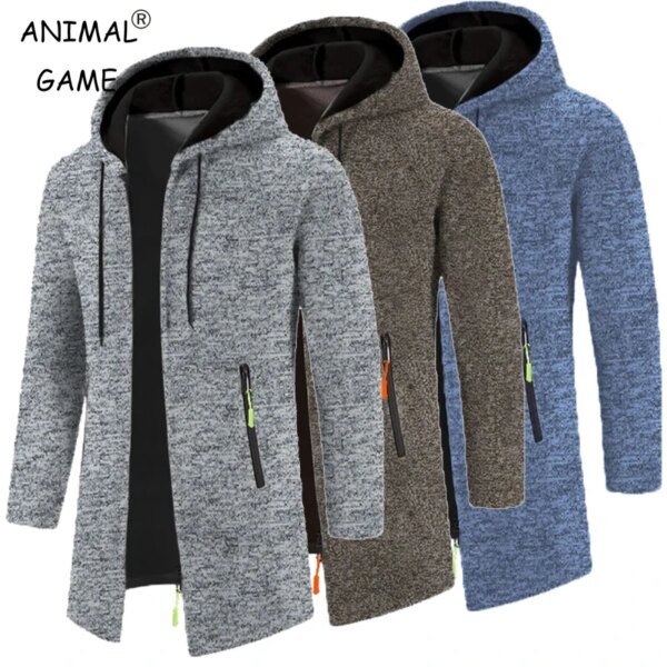 Sweatwear الرجال هوديس بلوزات طويلة الأكمام للرجال سستة مقنعين رجل كبير الحجم الشتاء سترة معطف سترة سوداء