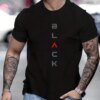 319884-a68656.jpg تي شيرت رجالي مطبوع أسود بأكمام قصيرة ، توب برقبة مستديرة ، كاجوال ، مقاس فضفاض ، قطن ، صيفي