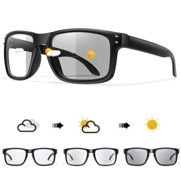 نظارات شمسية لركوب الدراجات Photochromic للرجال ، نظارات مربعة ، مقاومة للرياح ، نظارات كلاسيكية ، رياضة خارجية ، MTB ، دراجة ، أزياء بسيطة