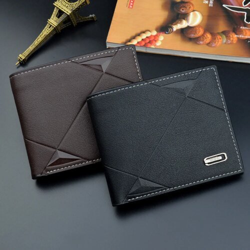 الرجال قصيرة Bifold فو الجلود Masculina Billetera الائتمان محفظة حمل بطاقات التعريف الشخصية محفظة مخلب الصلبة Hombre الأعمال ضئيلة