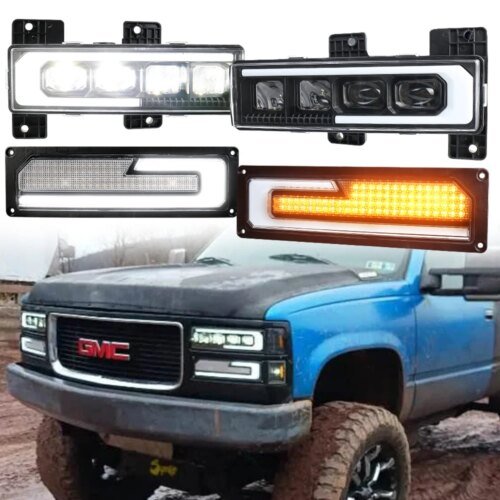 LED مصباح امامي DRL بدوره إشارة صالح 1988-1998 تشيفي جي إم سي C/K 1500 2500 3500  سيلفرادو تاهو يوكون