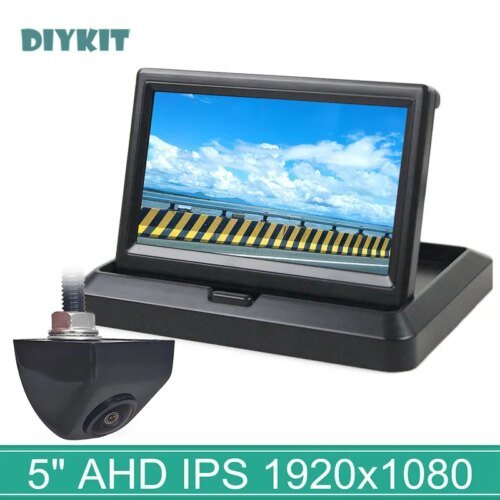 DIYKIT 1920*1080 5 بوصة IPS AHD شاشة السيارة HD 170 درجة ضوء النجوم للرؤية الليلية كاميرا سيارة عكسية لسيارة SUV MPV RV