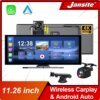 Jansite جديد 11.26 بوصة 4K DVR CarPlay اللاسلكية وأندرويد السيارات المحمولة داش كام شاشة السيارة مسجل فيديو 5G واي فاي الملاحة