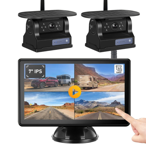 IPoster اللاسلكية 7 بوصة تعمل باللمس شاشة DVR شاشة سبليت 1/2x BSD AI كشف كاميرا احتياطية تعمل بالطاقة الشمسية لا ضرر تثبيت Rv